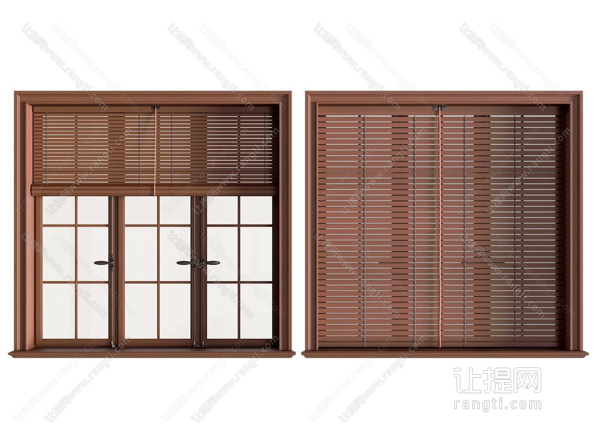 现代中古风卷帘 拉帘 平开窗户