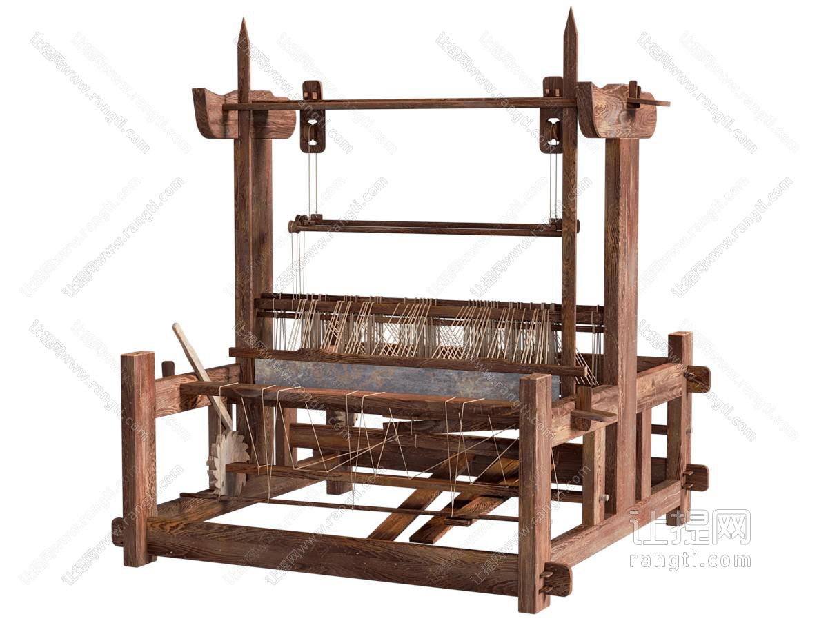 现代农具 复古木制 纺织机