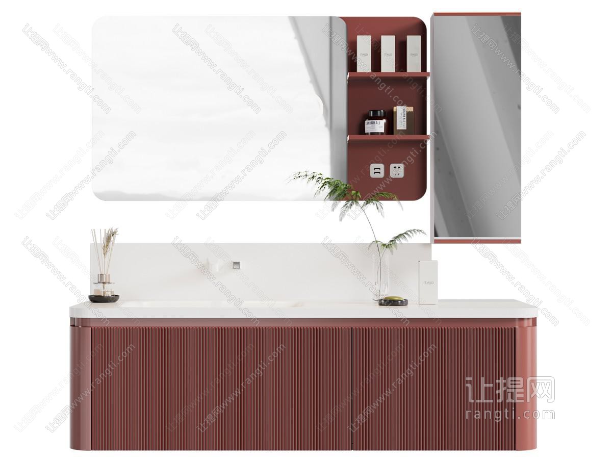 现代洗手台 浴室柜 镜子