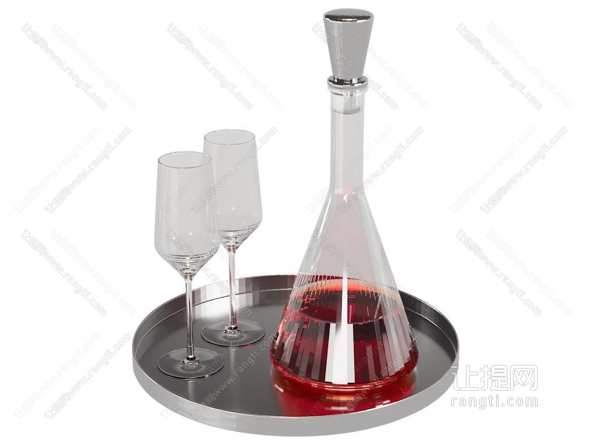 现代托盘 酒瓶酒杯