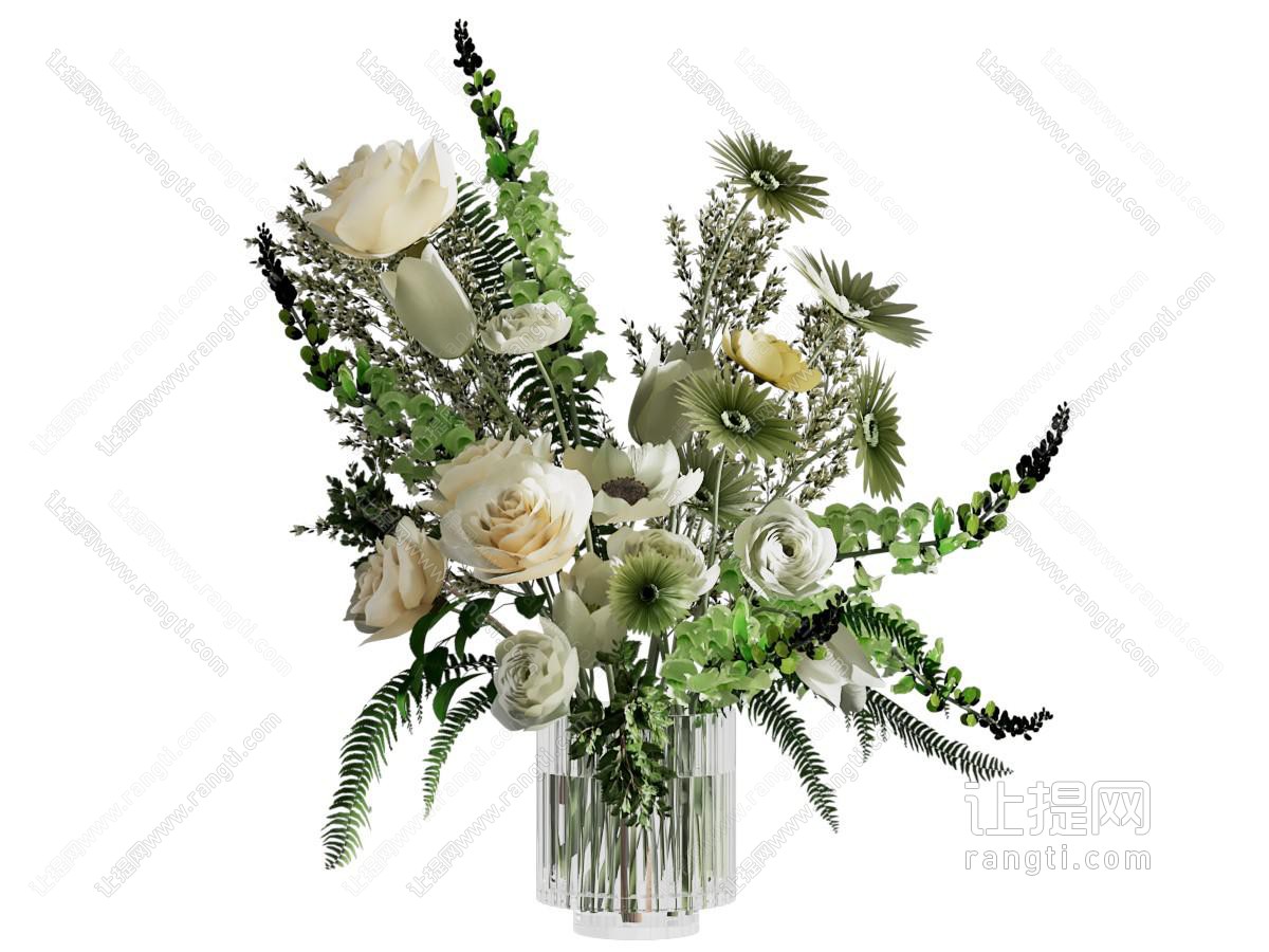 现代玻璃花瓶花卉
