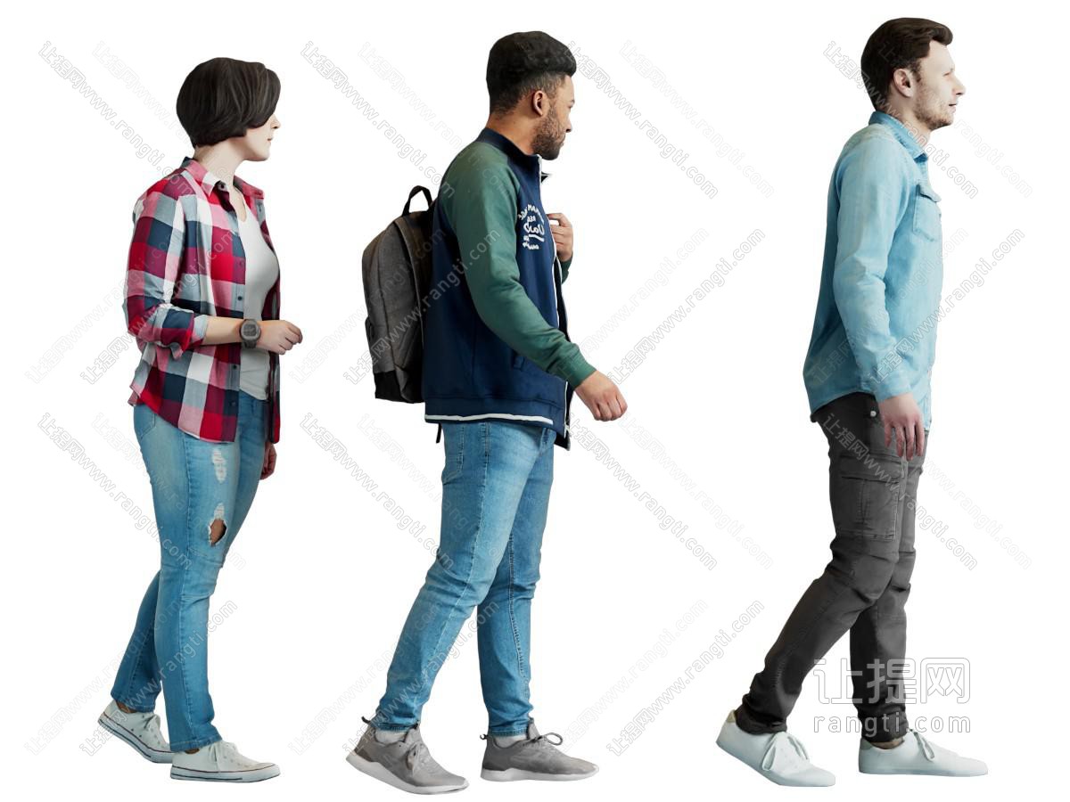 现代走路的男人 女人 多人