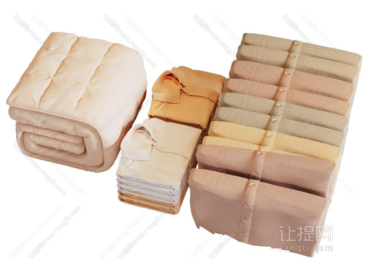 现代叠好的被子 衣服 生活用品