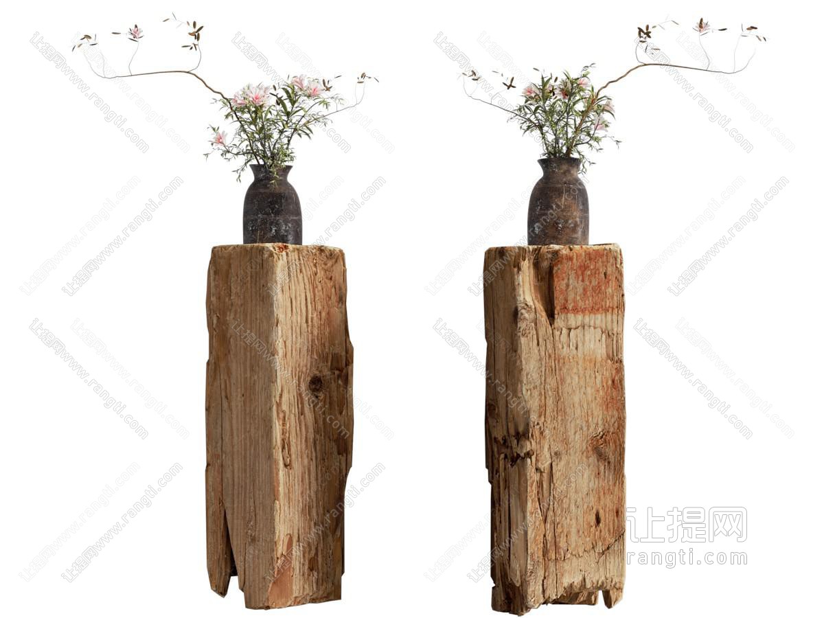 侘寂风陶艺花瓶花卉