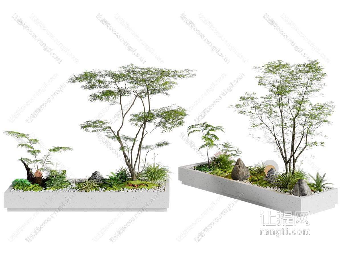 现代花池 花草 树木植物景观园艺小品