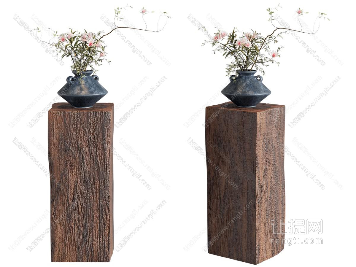 侘寂风花瓶花卉