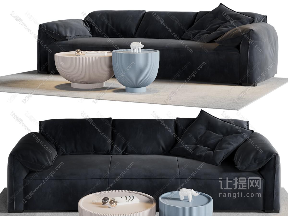 现代多人沙发 茶几组合