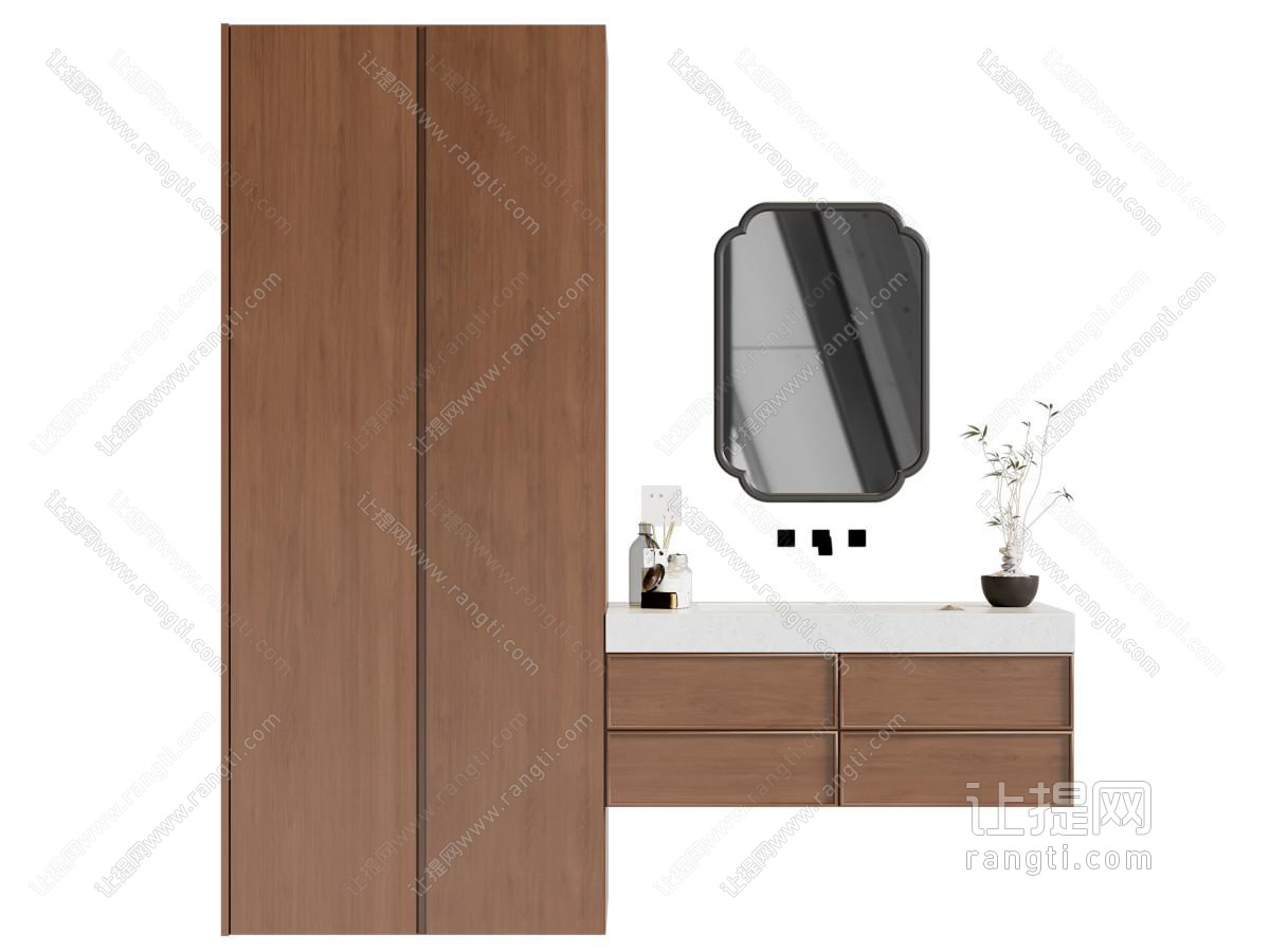 现代中古风化妆 梳妆台 衣柜