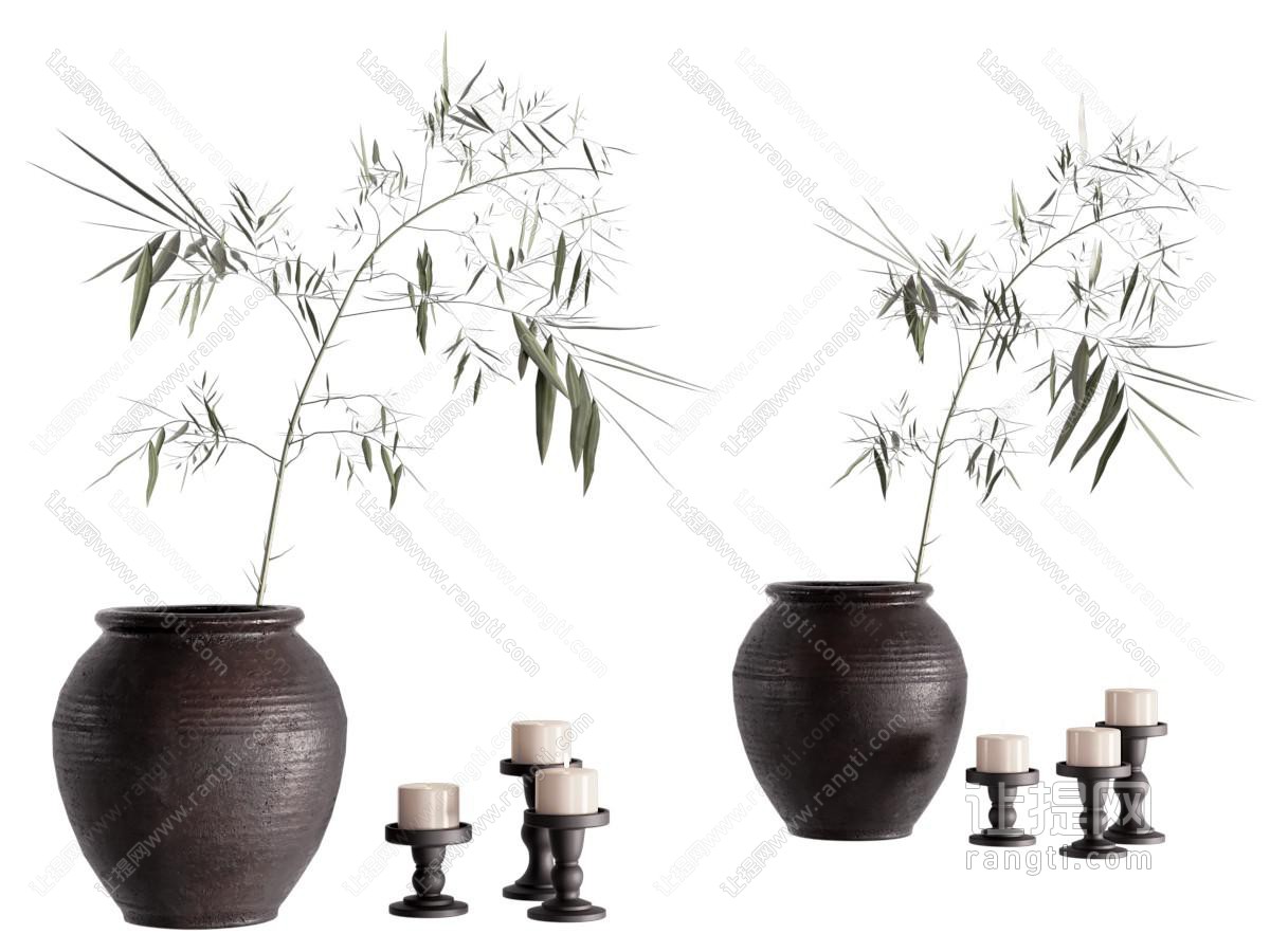 现代陶艺花瓶 烛台摆件组合