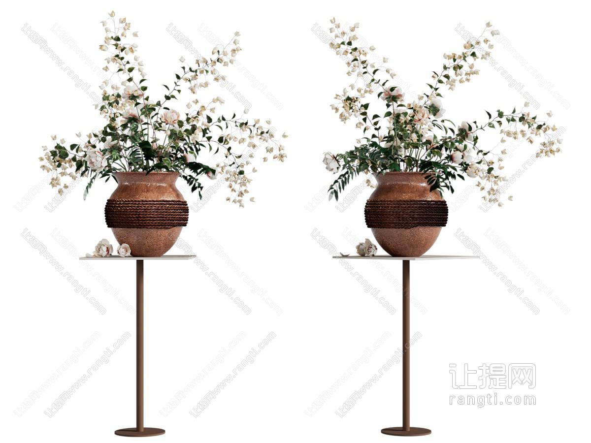现代陶艺花瓶花卉 摆件组合