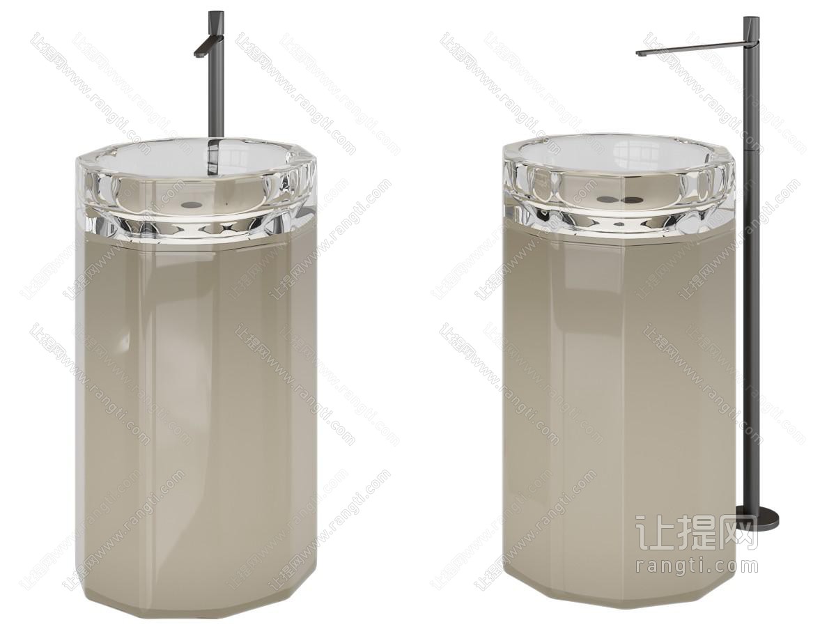 现代立式洗手台 水龙头