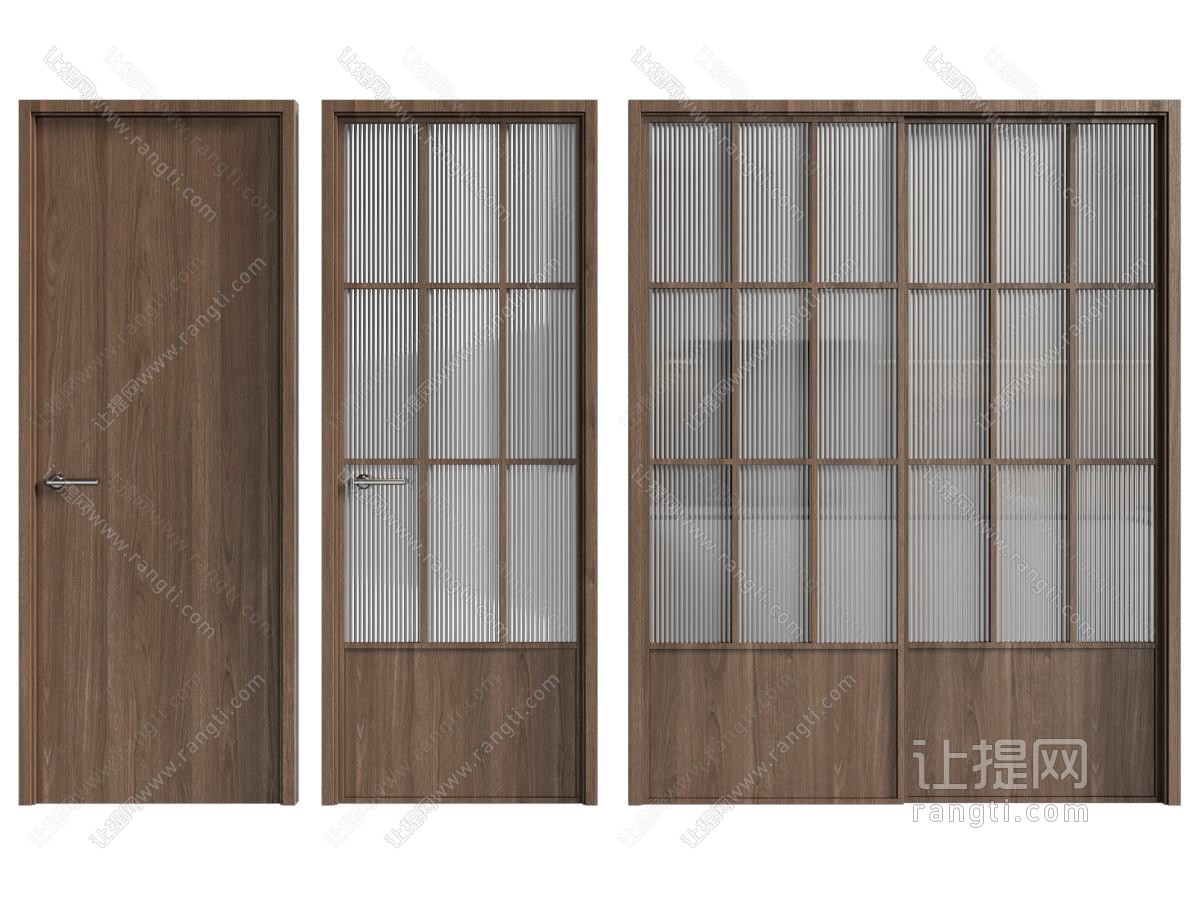 现代中古风木门 玻璃门 推拉门 房门