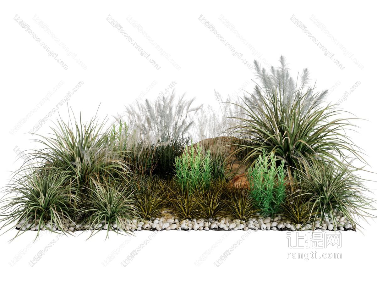 现代花草植物石子景观园艺小品