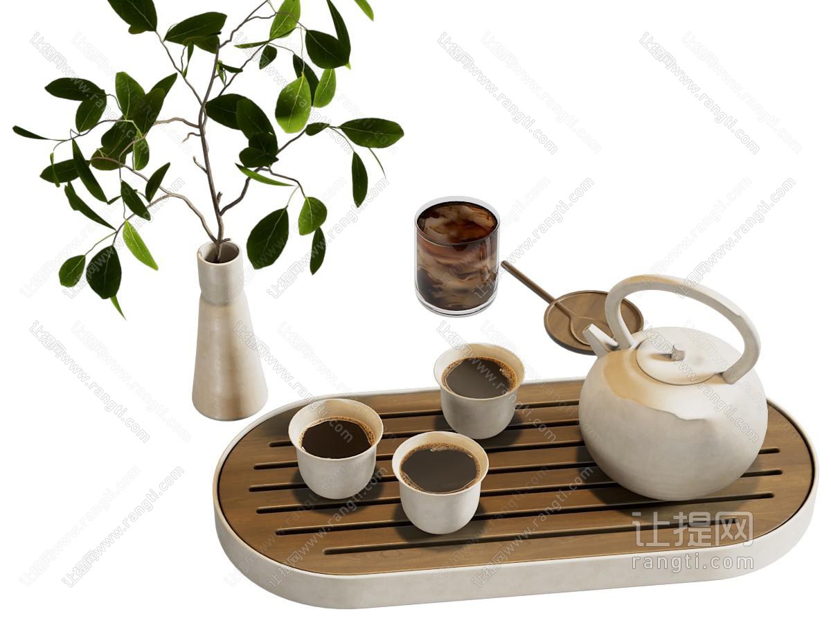 现代茶盘 茶壶 茶杯 茶具杯子 摆件组合