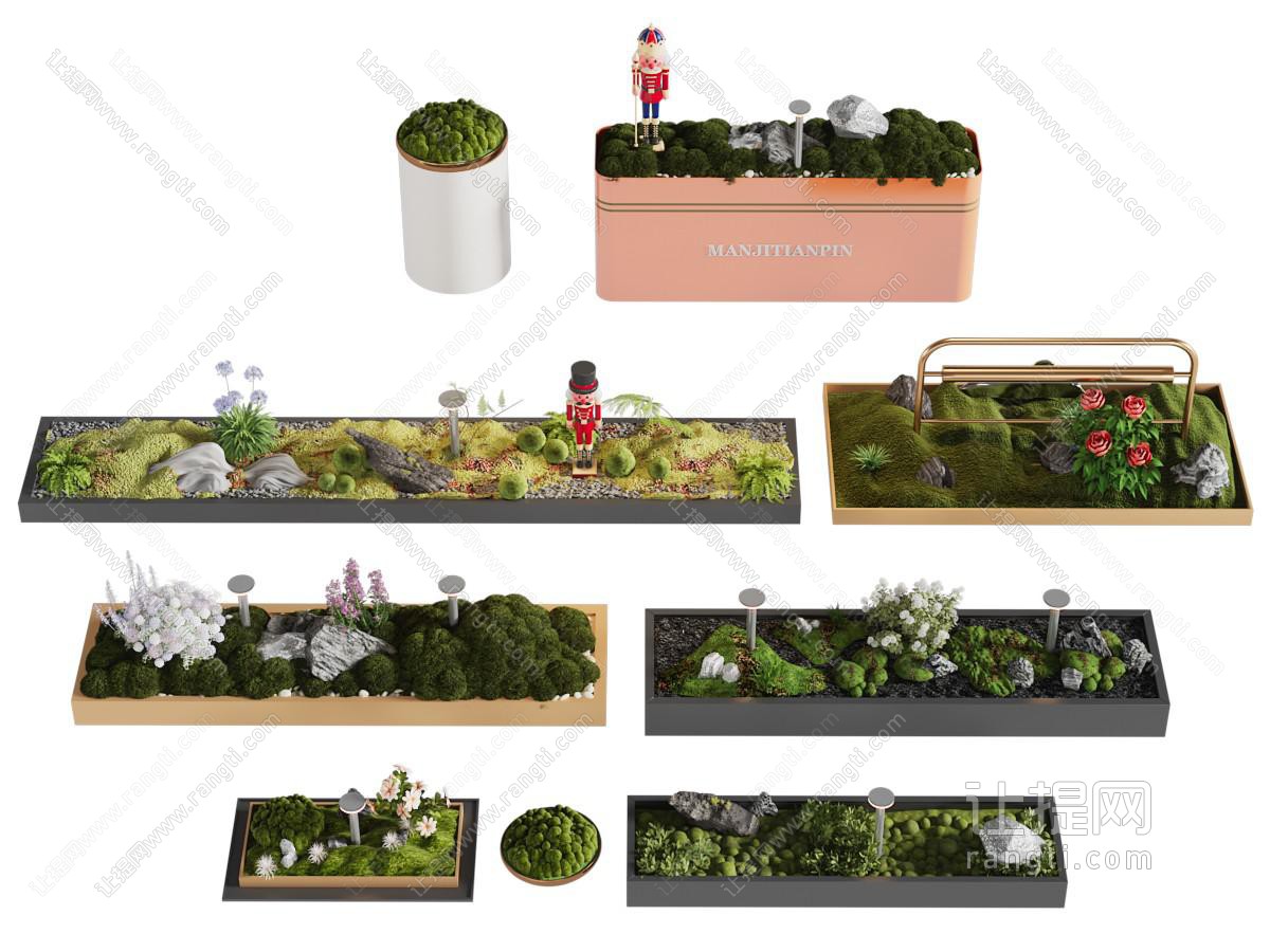 现代苔藓造景 绿植造景 花池景观园艺小品