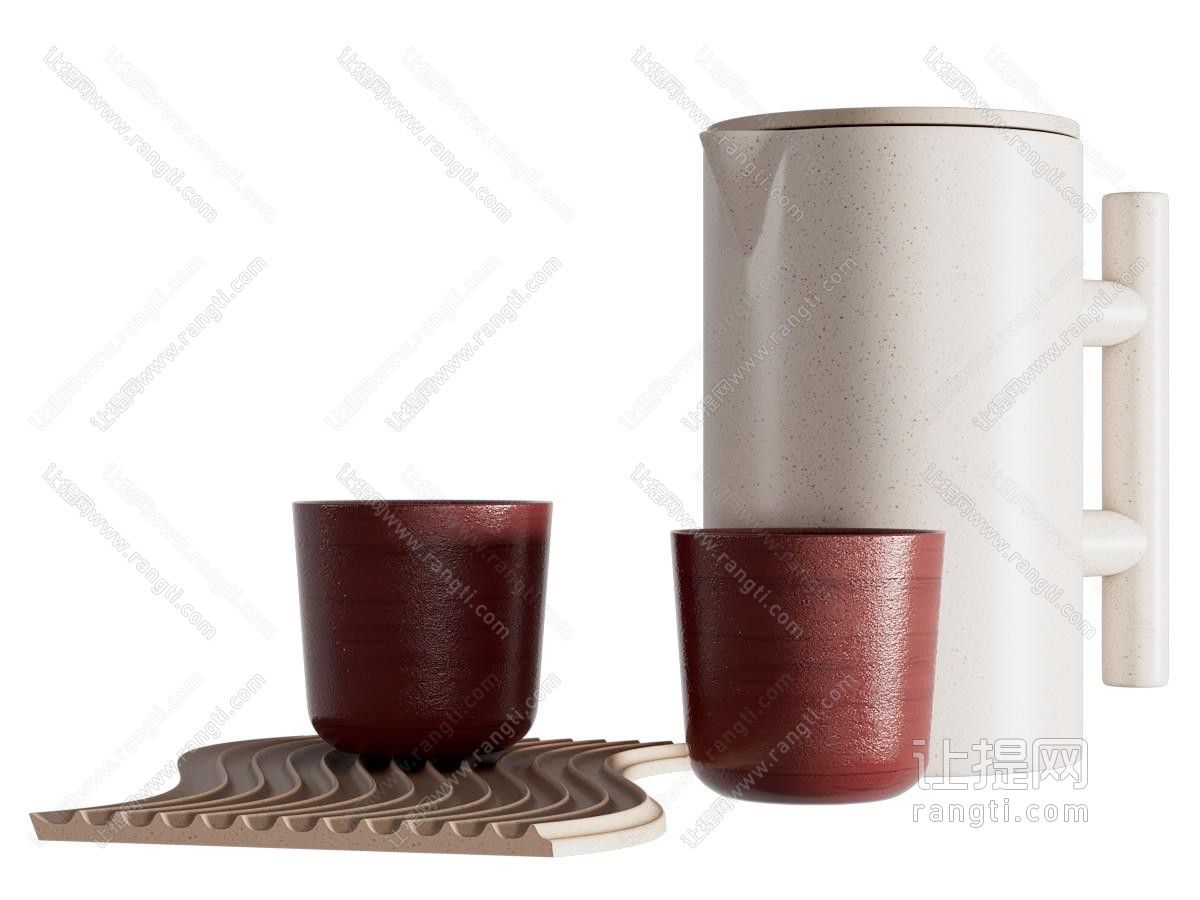 现代茶壶 热水壶 隔热垫 茶具杯子