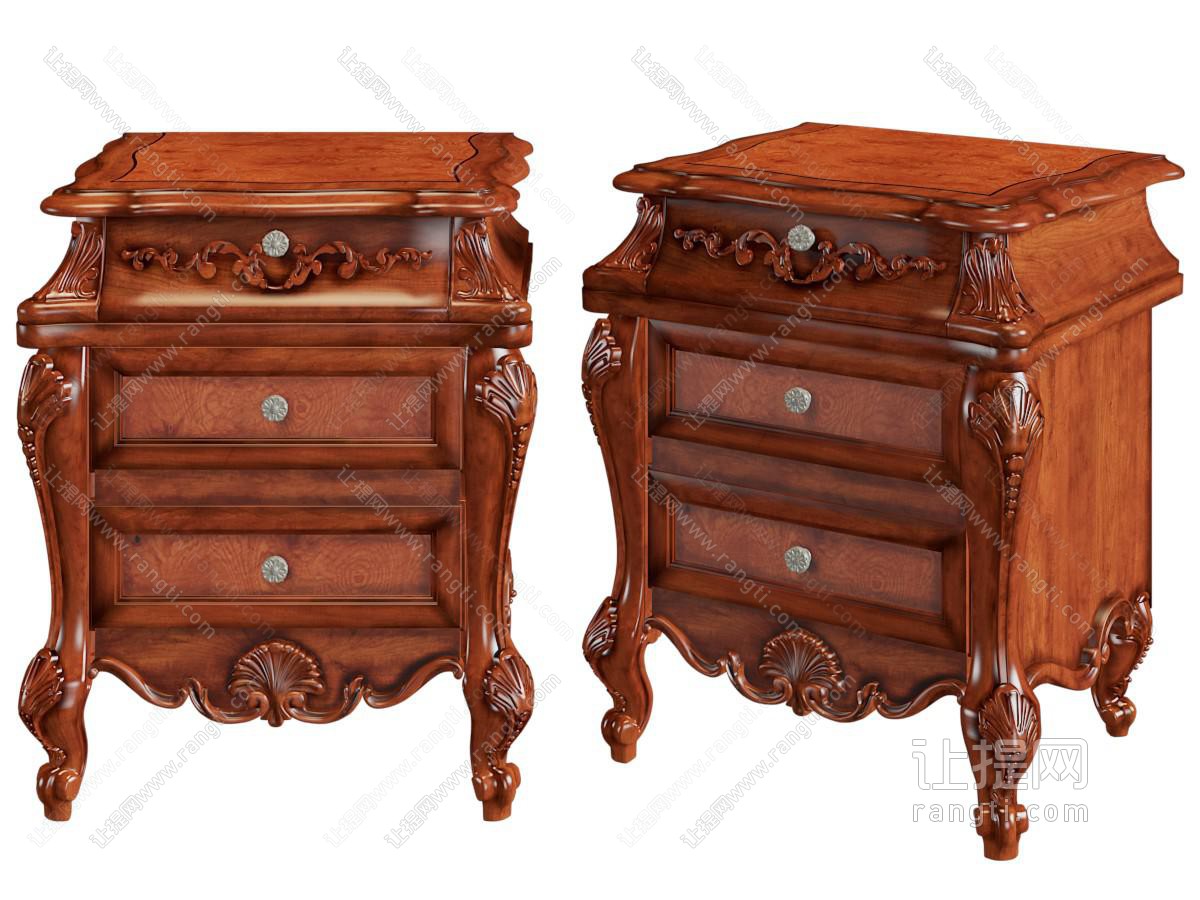 欧式雕花实木床头柜