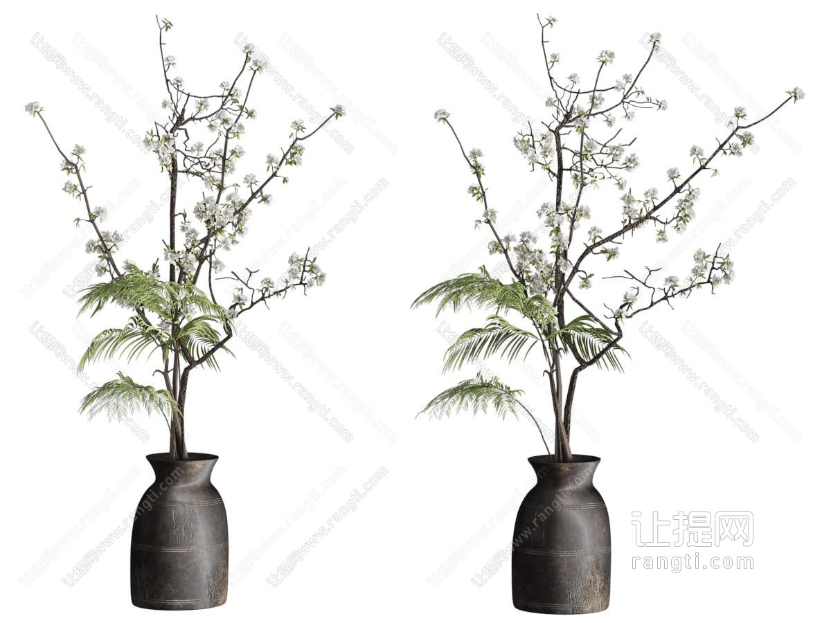 现代陶艺花瓶花卉