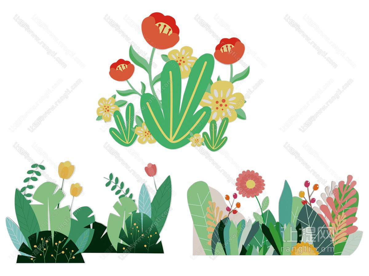 现代花卉图案墙贴 墙饰 剪纸