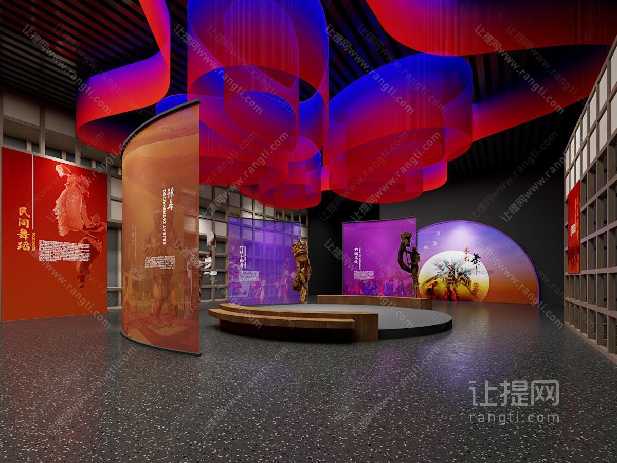 博物馆文博馆展厅展墙纱幔雕塑