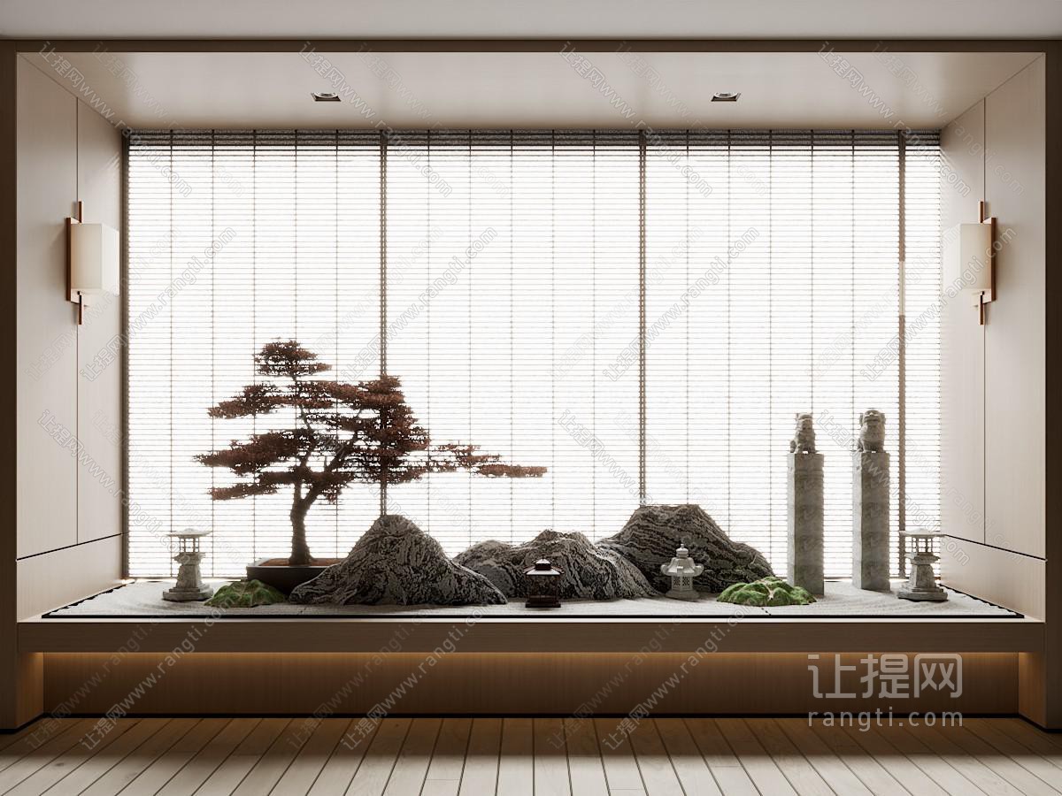 新中式旱景太湖石迎客松