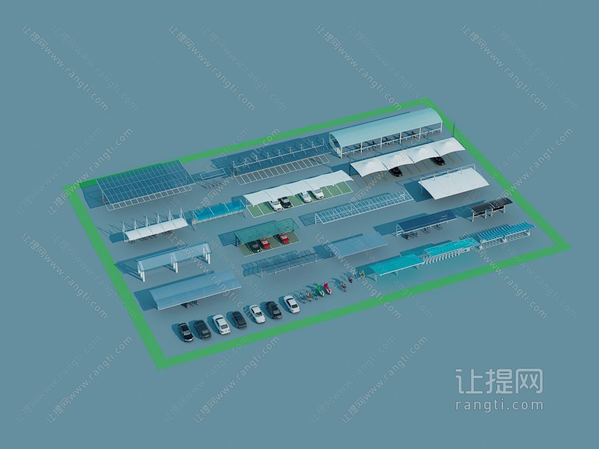 现代户外停车场