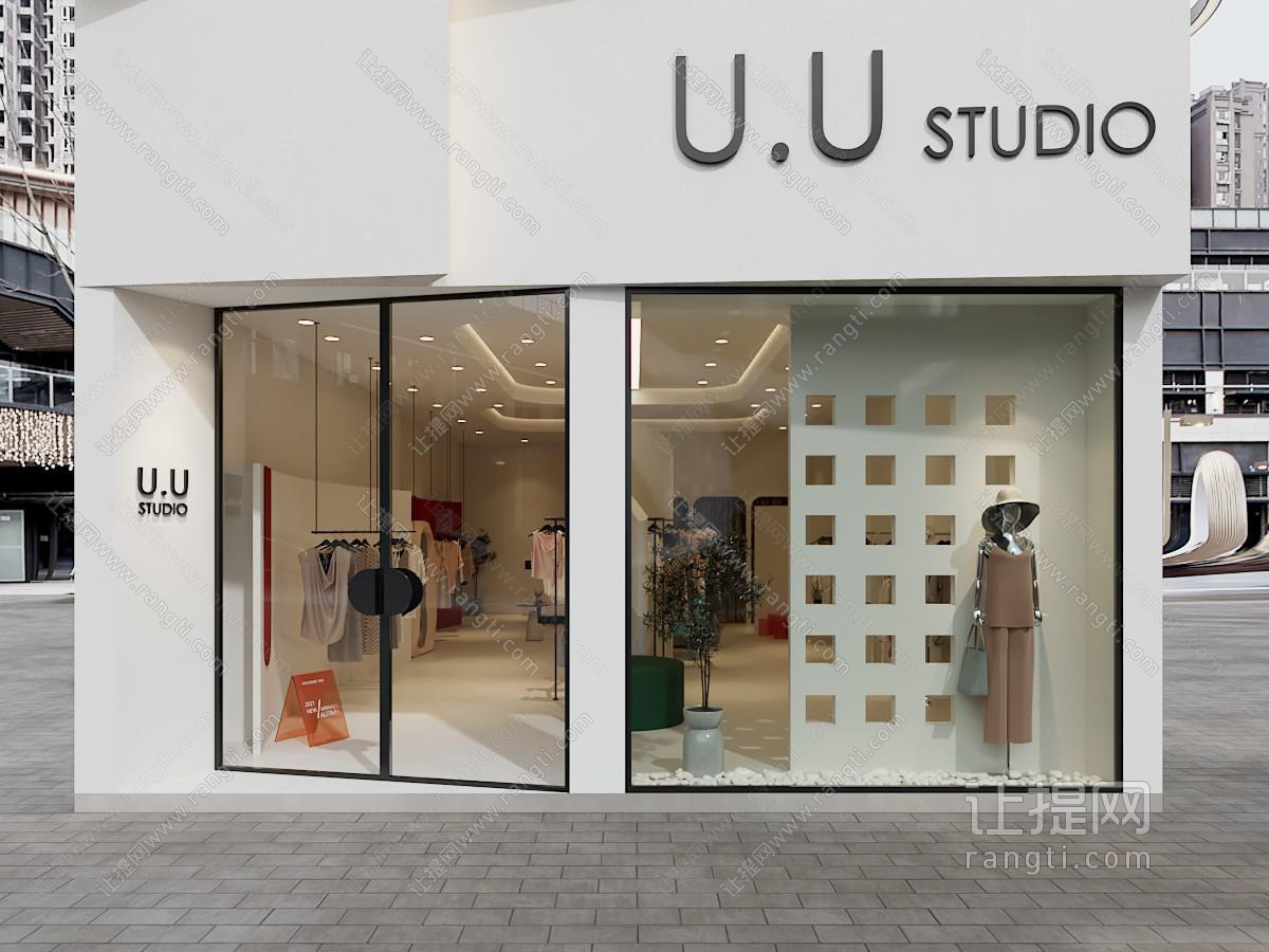 现代奶油服装店门头