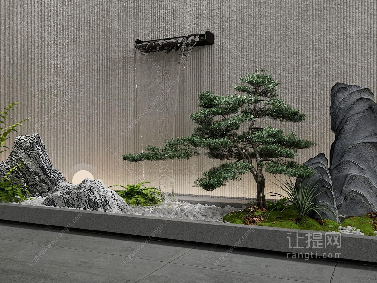 现代新中式假山水景 叠水景观 室内景观小品 庭院小品