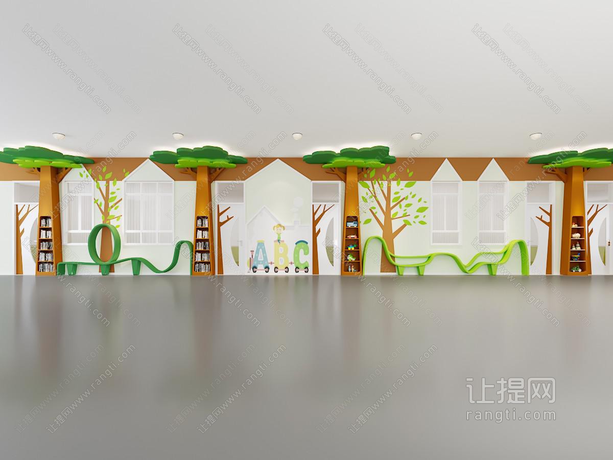 现代幼儿园过道