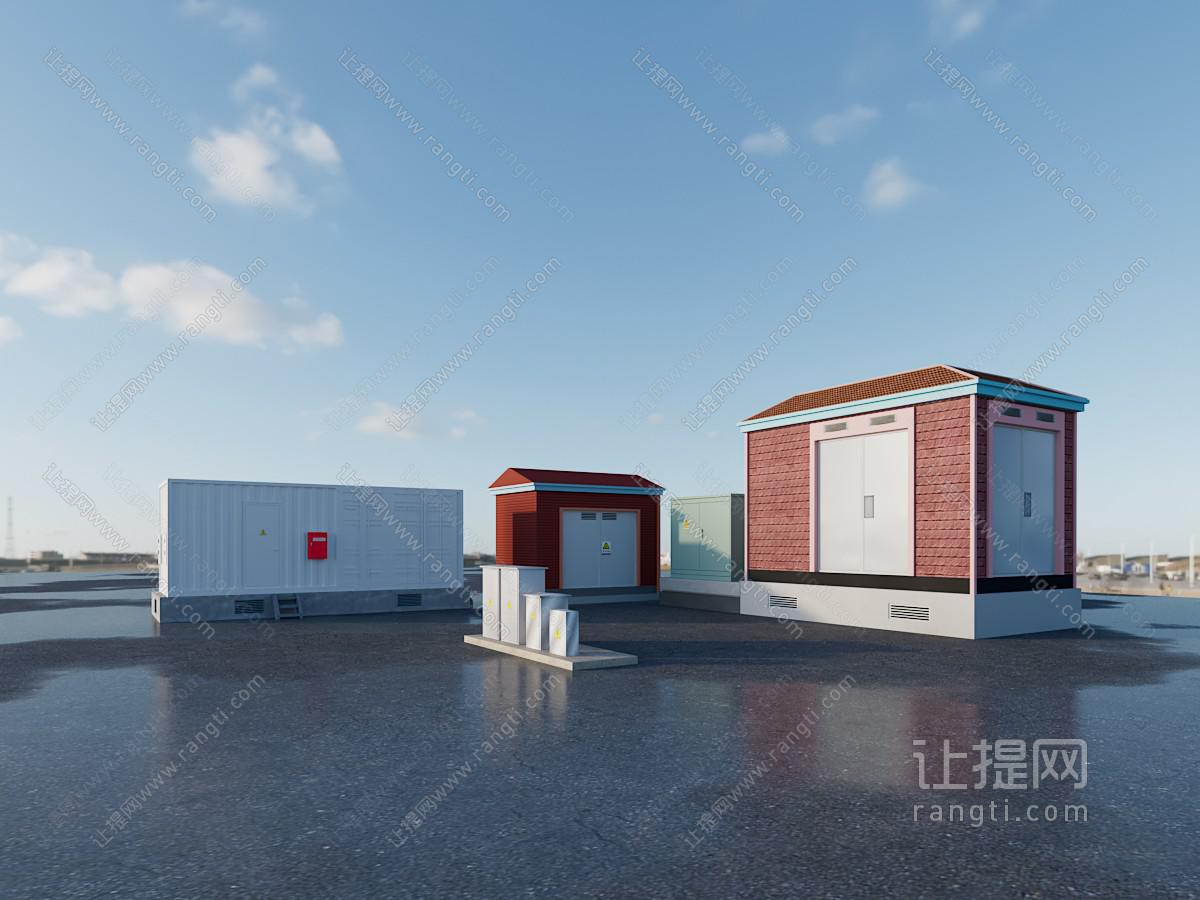 现代配电房 配电箱 变压器 变压室 配电室