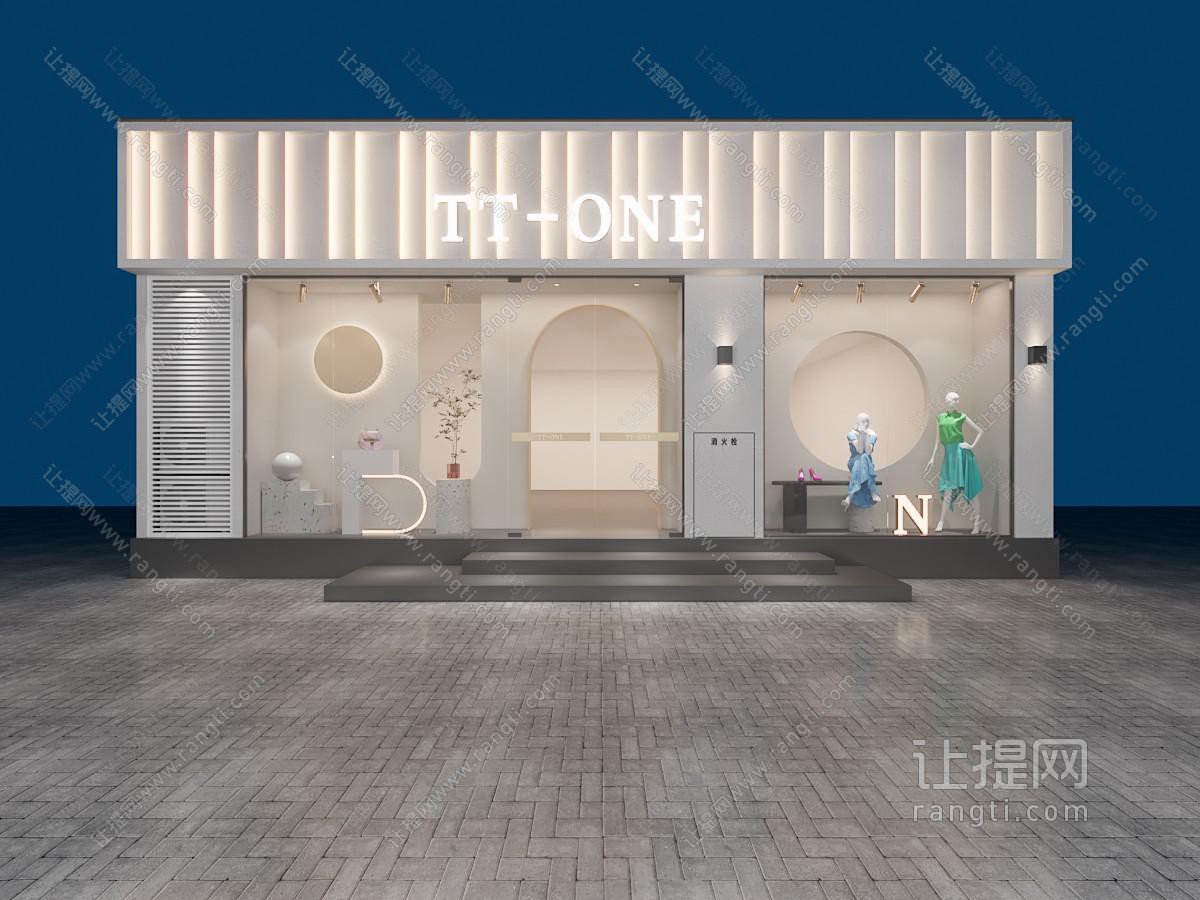 现代服装鞋店门头门面