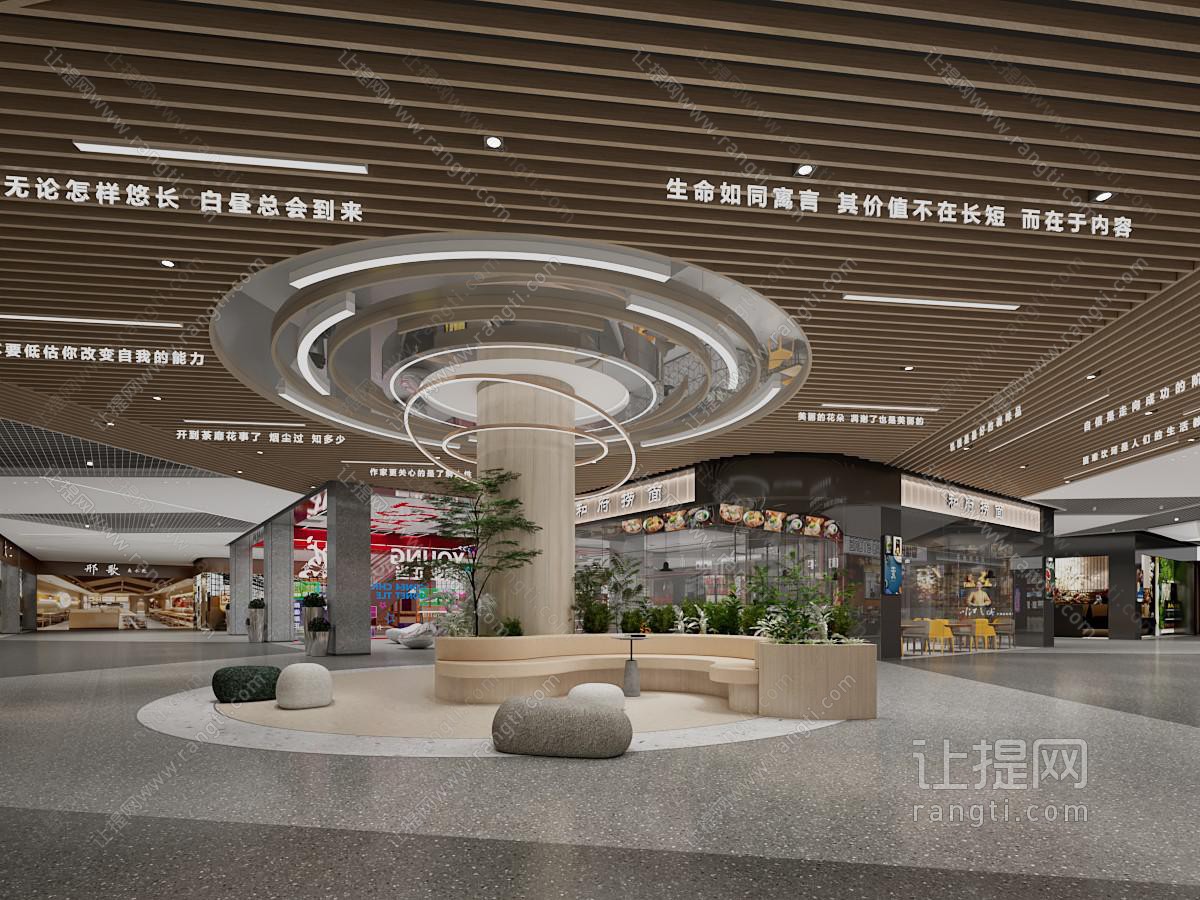 现代商场 商场活动区 走廊 店铺 电梯间