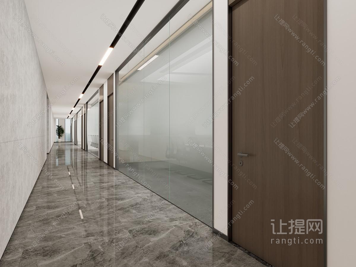 现代公共办公室 过道 小会议室