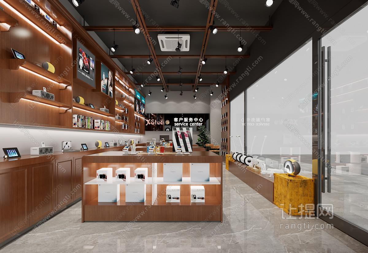 现代手机专卖店 产品中岛柜 服务台 音响 手机 数码相