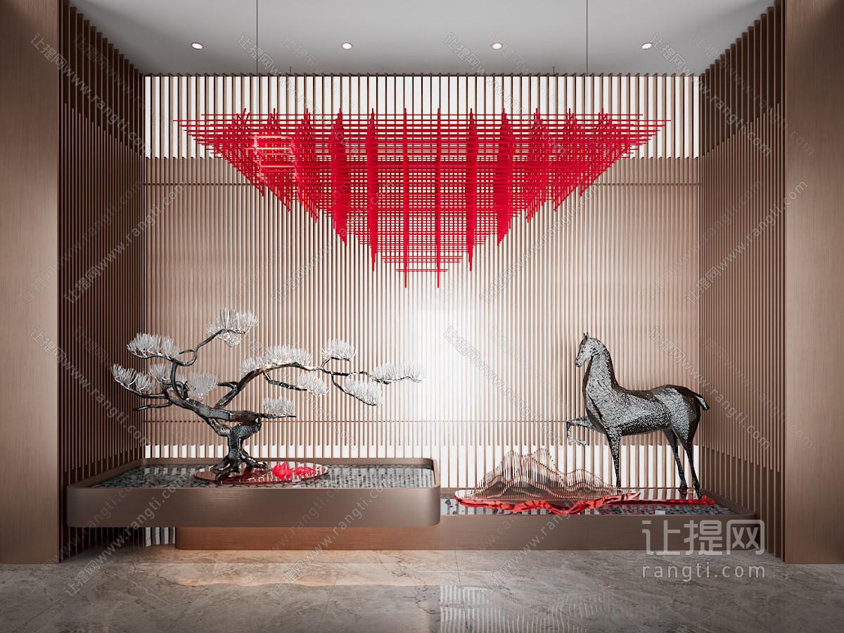 新中式松树雕塑 景观小品