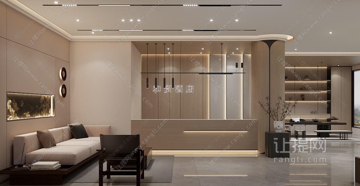 新中式大厅 酒店大堂 工装空间