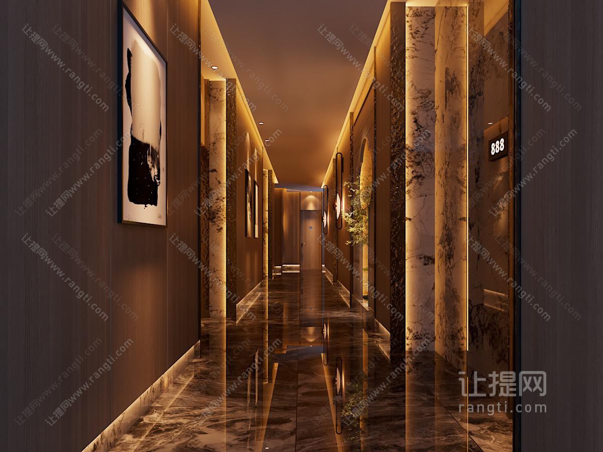 新中式足浴会所过道