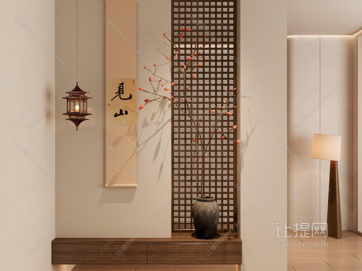 侘寂风中古隔断 玄关隔断 隔断墙 鞋柜