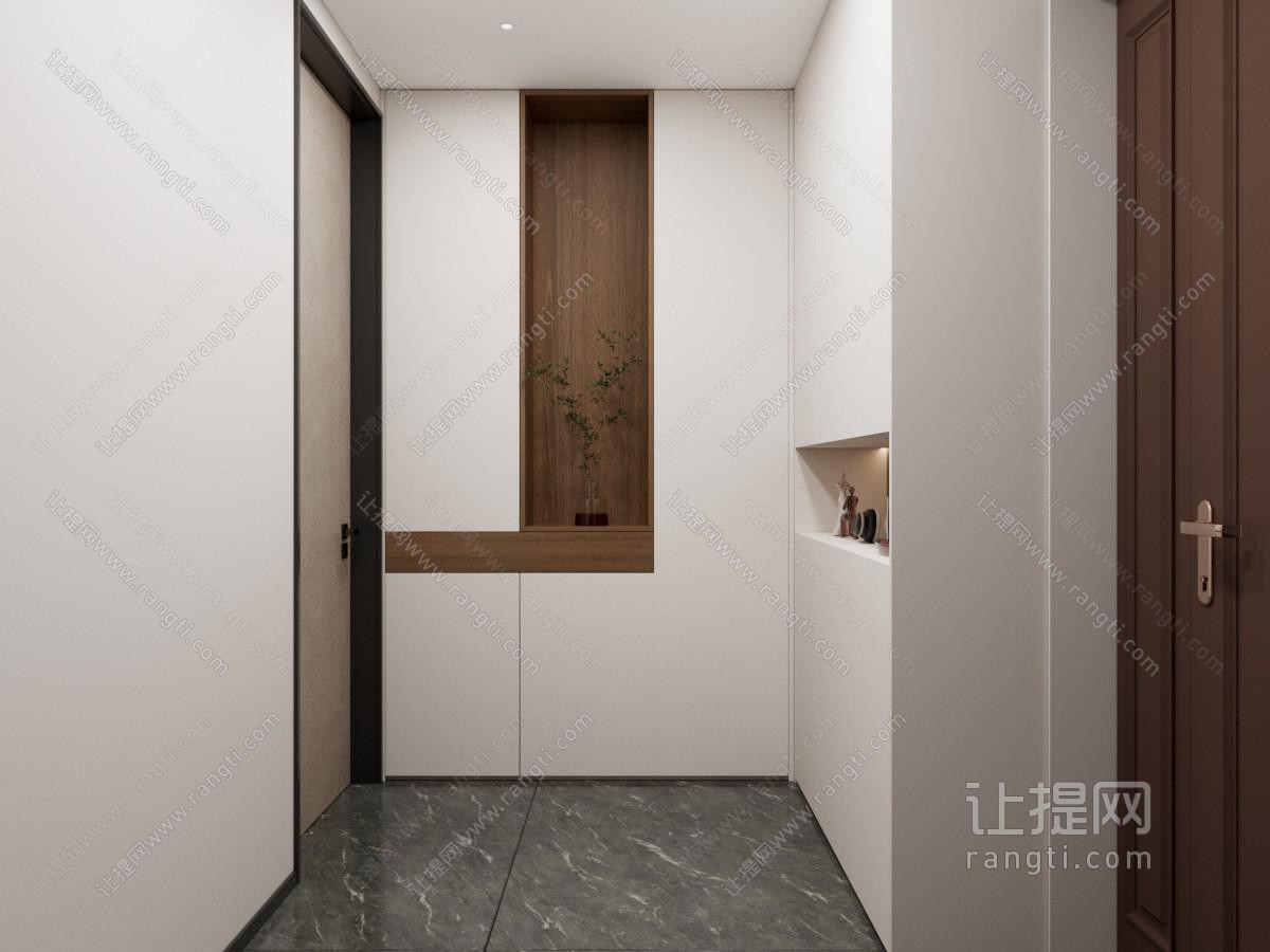 现代中古风玄关过道