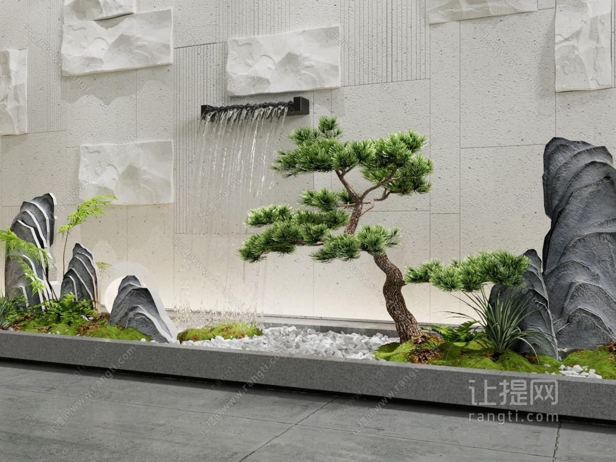 新中式假山水景 叠水景观 室内景观小品 庭院小品