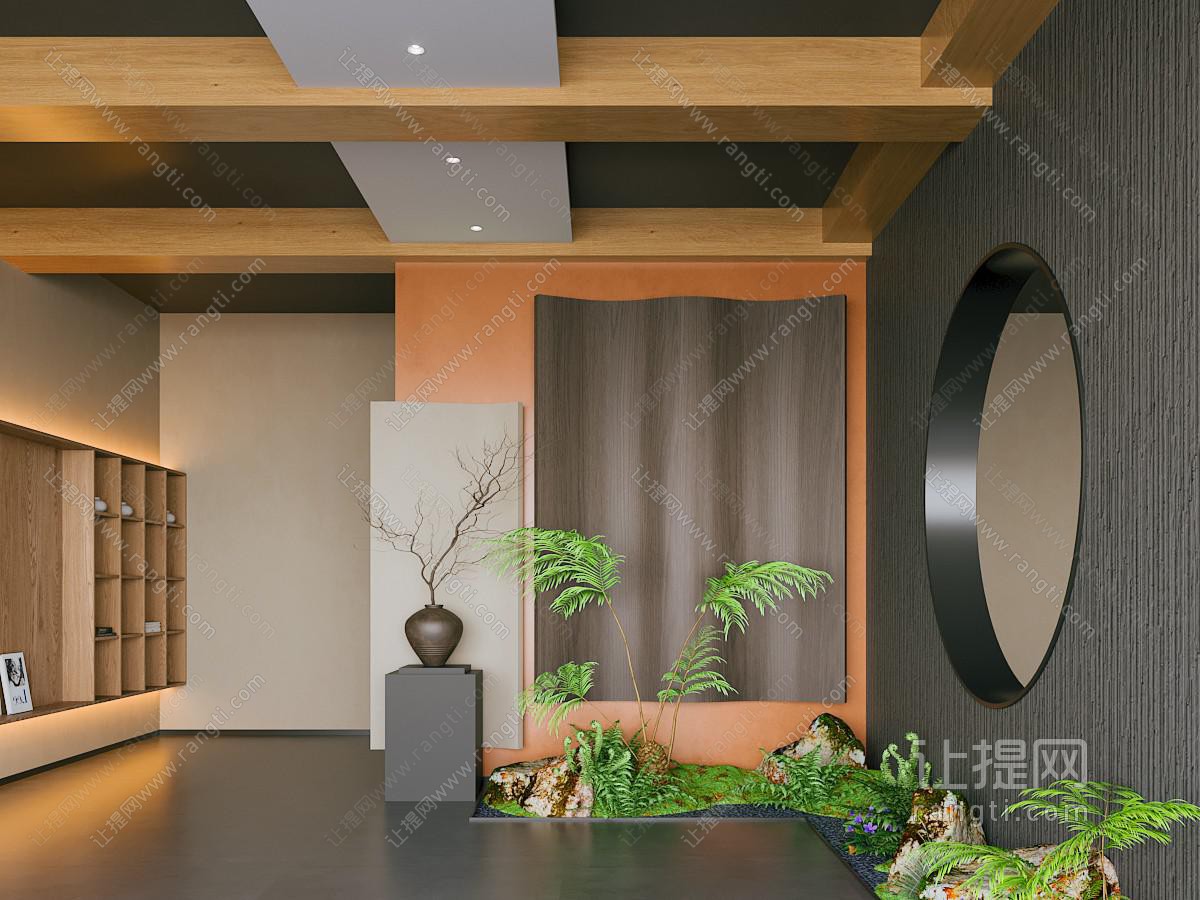 新中式 苔藓景观 景观小品 室内造景