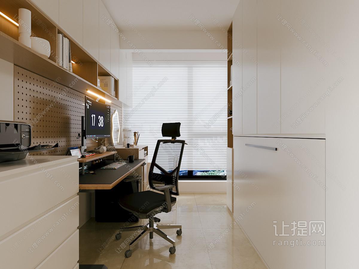 奶油风书房 办公房