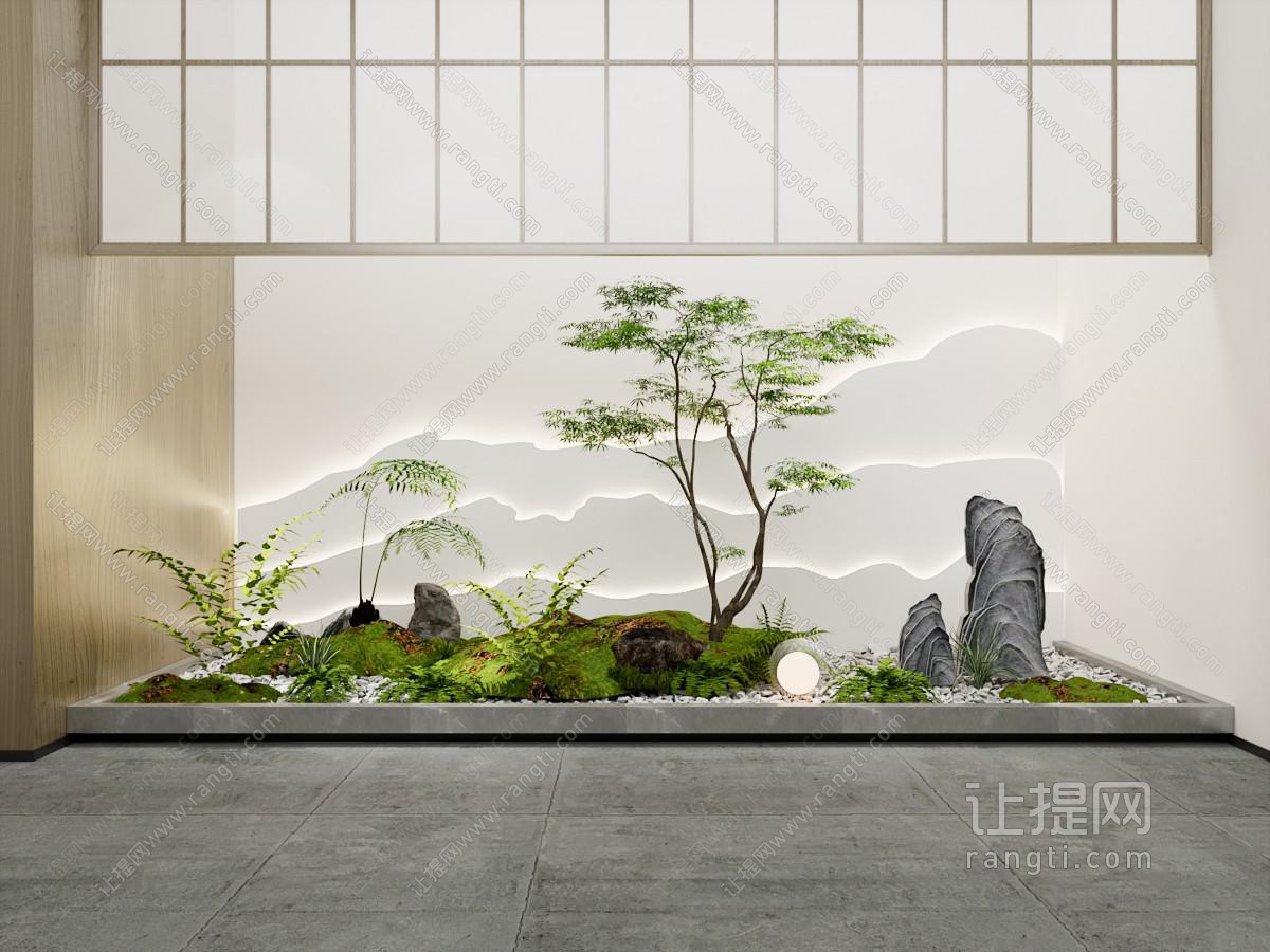 枫树假山造景 景观小品