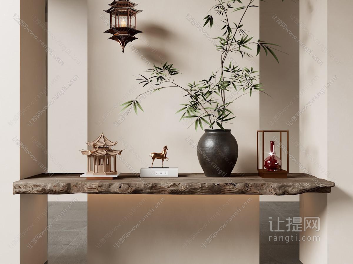 现代玄关造景端景台