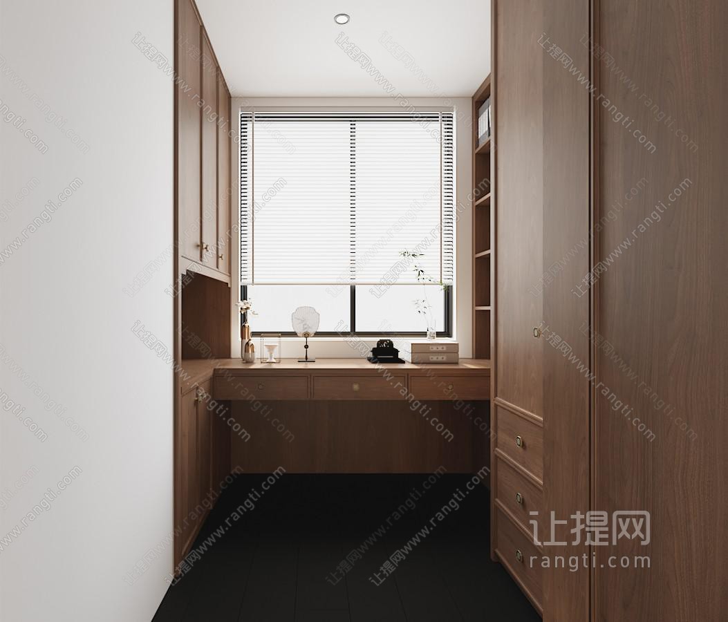 新中式侘寂开放式书房