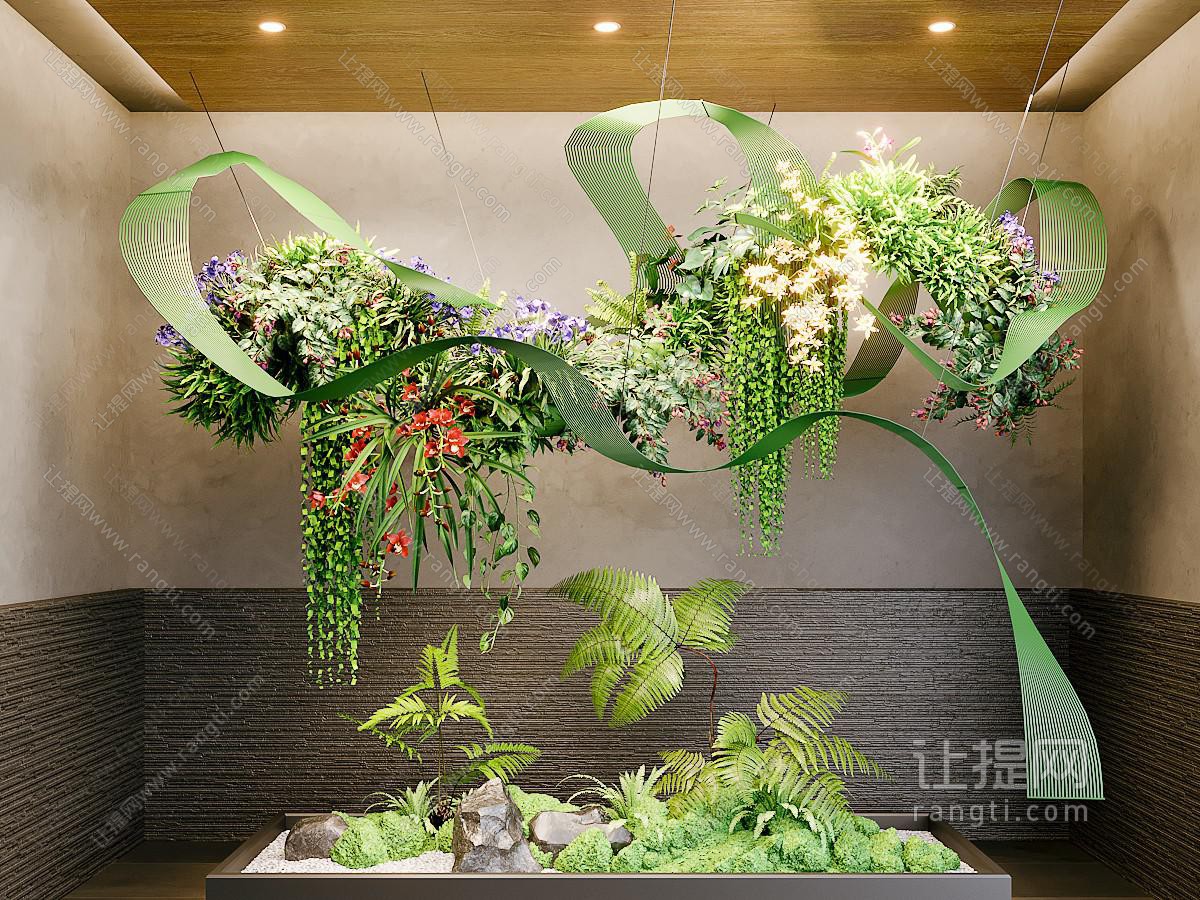 现代室内悬挂植物造景