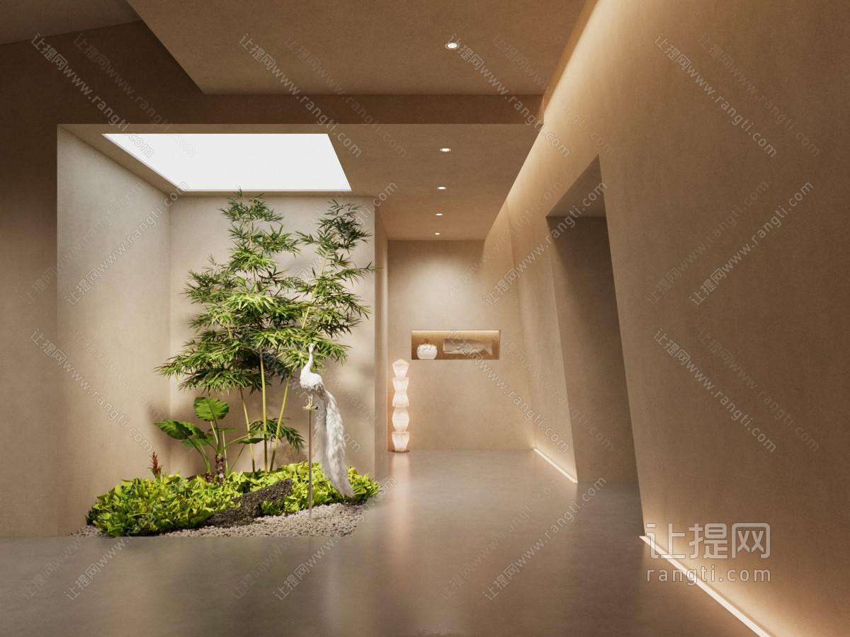 会所走廊 过道 景观园艺小品