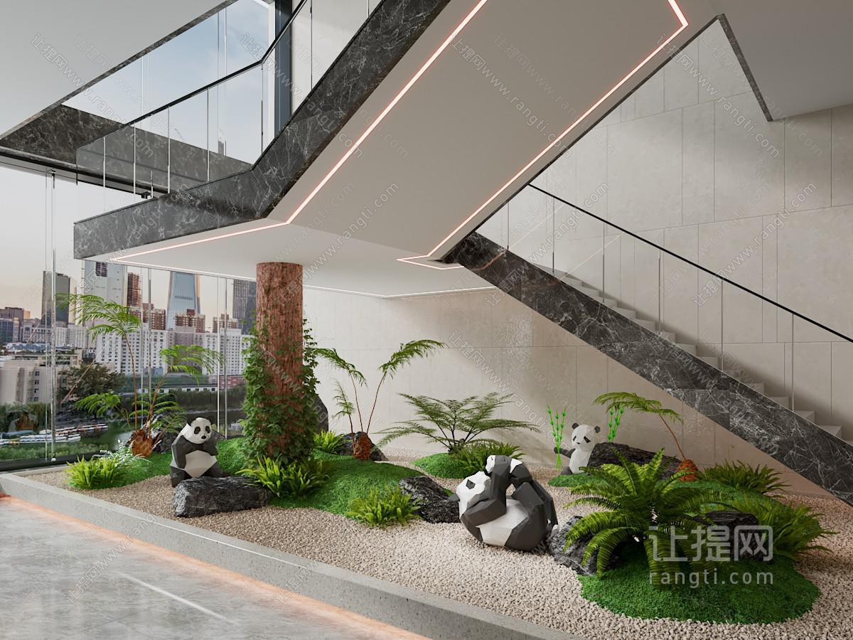 楼梯间造景 植物堆