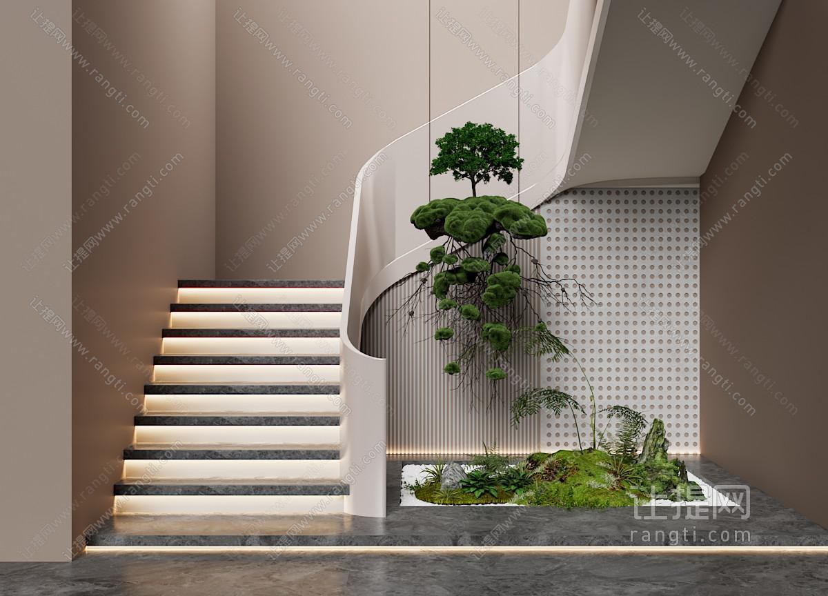 楼梯间造景 扶手楼梯