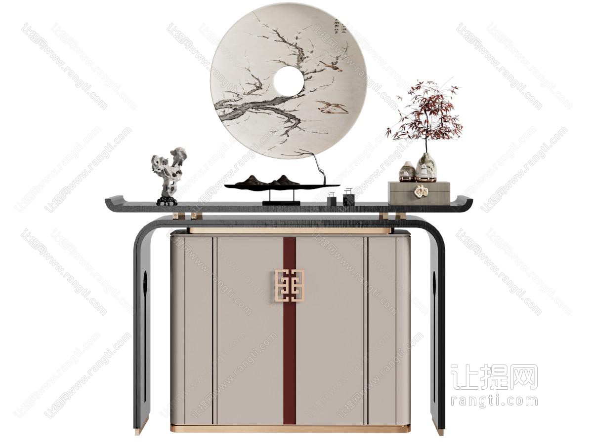 新中式端景台 摆件组合